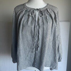 Linen Blend Blouse with Tie and High-Low Hem Line, A New Day, Size XL, NWOT